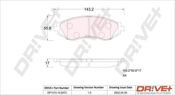 Dr!ve+ DP1010.10.0072 - Kit de plaquettes de frein, frein à disque cwaw.fr