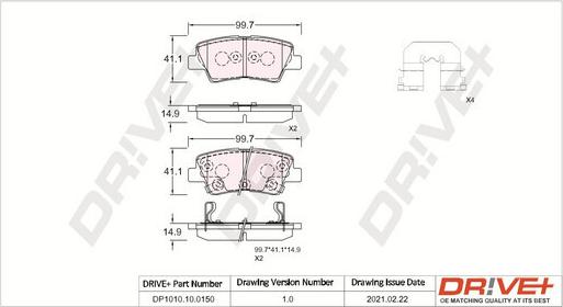 Dr!ve+ DP1010.10.0150 - Kit de plaquettes de frein, frein à disque cwaw.fr