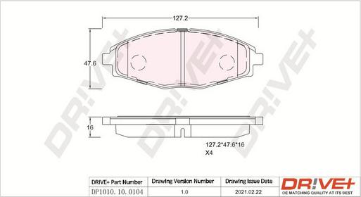 Dr!ve+ DP1010.10.0104 - Kit de plaquettes de frein, frein à disque cwaw.fr