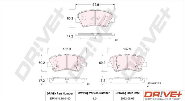 Dr!ve+ DP1010.10.0100 - Kit de plaquettes de frein, frein à disque cwaw.fr