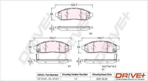 Dr!ve+ DP1010.10.0101 - Kit de plaquettes de frein, frein à disque cwaw.fr