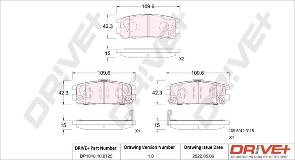 Dr!ve+ DP1010.10.0125 - Kit de plaquettes de frein, frein à disque cwaw.fr