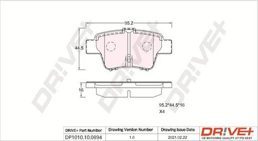 Dr!ve+ DP1010.10.0894 - Kit de plaquettes de frein, frein à disque cwaw.fr