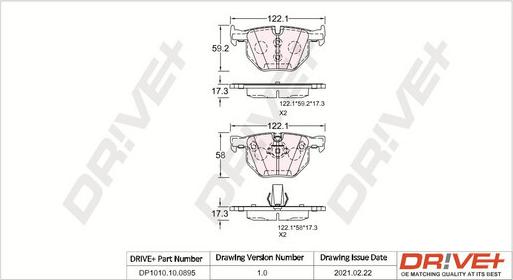 Dr!ve+ DP1010.10.0895 - Kit de plaquettes de frein, frein à disque cwaw.fr