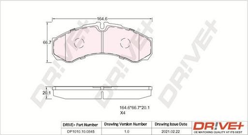 Dr!ve+ DP1010.10.0845 - Kit de plaquettes de frein, frein à disque cwaw.fr