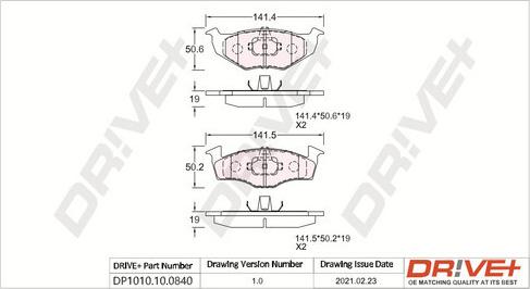 Dr!ve+ DP1010.10.0840 - Kit de plaquettes de frein, frein à disque cwaw.fr