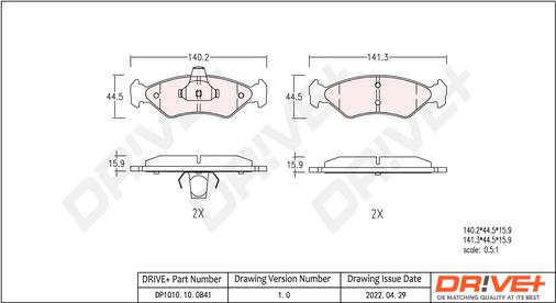 Dr!ve+ DP1010.10.0841 - Kit de plaquettes de frein, frein à disque cwaw.fr