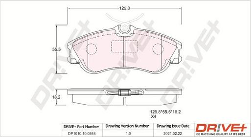 Dr!ve+ DP1010.10.0848 - Kit de plaquettes de frein, frein à disque cwaw.fr