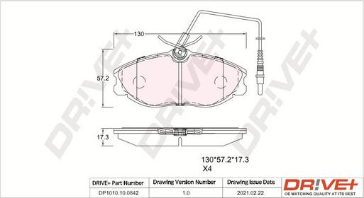 Dr!ve+ DP1010.10.0842 - Kit de plaquettes de frein, frein à disque cwaw.fr