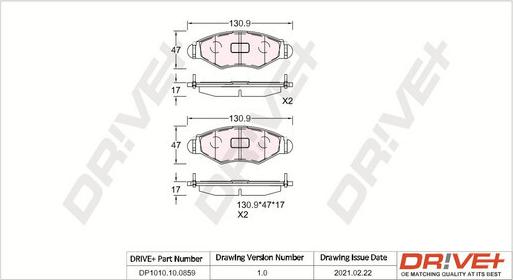 Dr!ve+ DP1010.10.0859 - Kit de plaquettes de frein, frein à disque cwaw.fr