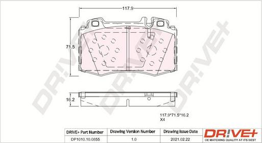 Dr!ve+ DP1010.10.0855 - Kit de plaquettes de frein, frein à disque cwaw.fr