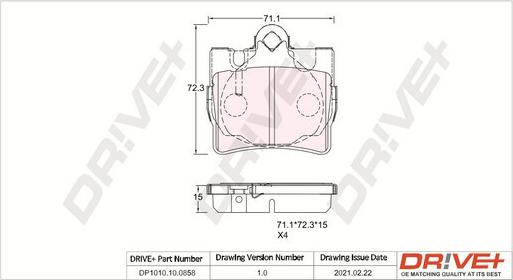 Dr!ve+ DP1010.10.0858 - Kit de plaquettes de frein, frein à disque cwaw.fr