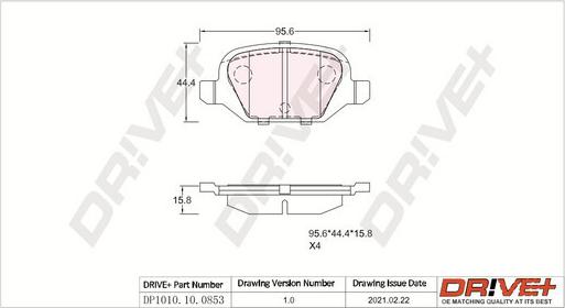 Dr!ve+ DP1010.10.0853 - Kit de plaquettes de frein, frein à disque cwaw.fr