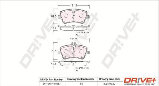 Dr!ve+ DP1010.10.0857 - Kit de plaquettes de frein, frein à disque cwaw.fr