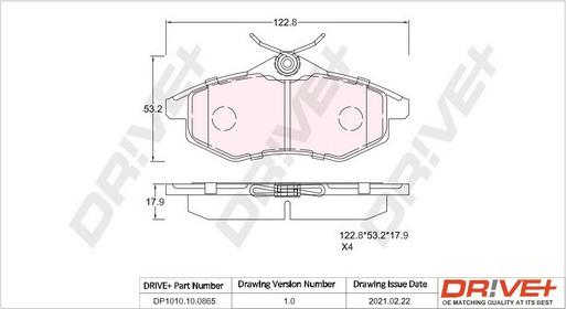 Dr!ve+ DP1010.10.0865 - Kit de plaquettes de frein, frein à disque cwaw.fr