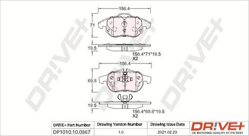 Dr!ve+ DP1010.10.0867 - Kit de plaquettes de frein, frein à disque cwaw.fr