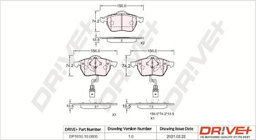 Dr!ve+ DP1010.10.0800 - Kit de plaquettes de frein, frein à disque cwaw.fr