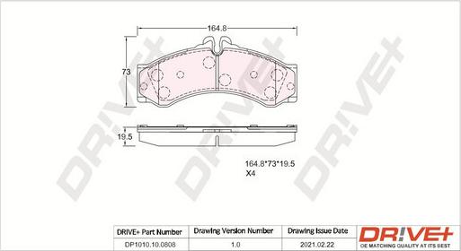 Dr!ve+ DP1010.10.0808 - Kit de plaquettes de frein, frein à disque cwaw.fr