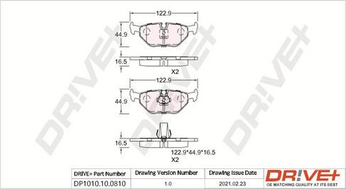 Dr!ve+ DP1010.10.0810 - Kit de plaquettes de frein, frein à disque cwaw.fr