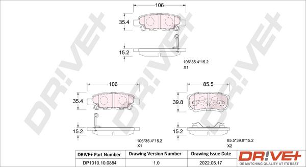 Dr!ve+ DP1010.10.0884 - Kit de plaquettes de frein, frein à disque cwaw.fr