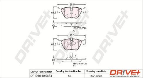 Dr!ve+ DP1010.10.0883 - Kit de plaquettes de frein, frein à disque cwaw.fr