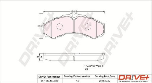 Dr!ve+ DP1010.10.0882 - Kit de plaquettes de frein, frein à disque cwaw.fr