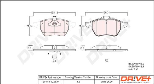 Dr!ve+ DP1010.10.0839 - Kit de plaquettes de frein, frein à disque cwaw.fr