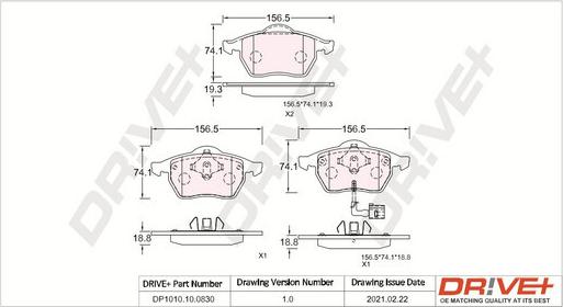 Dr!ve+ DP1010.10.0830 - Kit de plaquettes de frein, frein à disque cwaw.fr