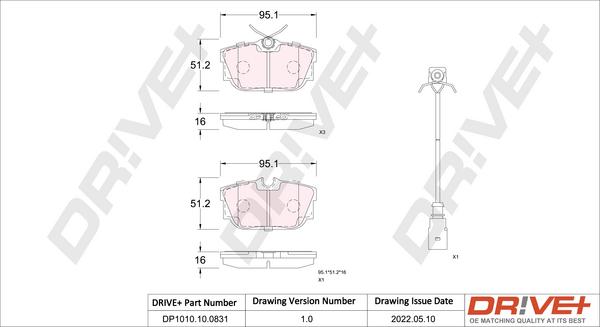 Dr!ve+ DP1010.10.0831 - Kit de plaquettes de frein, frein à disque cwaw.fr