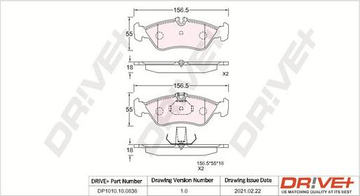 Dr!ve+ DP1010.10.0838 - Kit de plaquettes de frein, frein à disque cwaw.fr