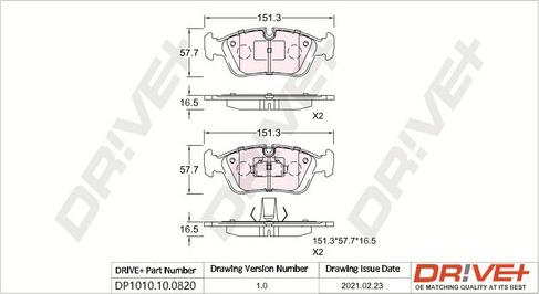 Dr!ve+ DP1010.10.0820 - Kit de plaquettes de frein, frein à disque cwaw.fr