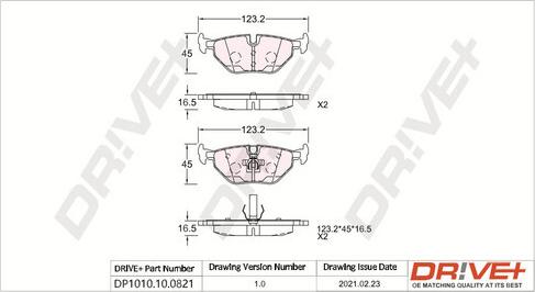 Dr!ve+ DP1010.10.0821 - Kit de plaquettes de frein, frein à disque cwaw.fr