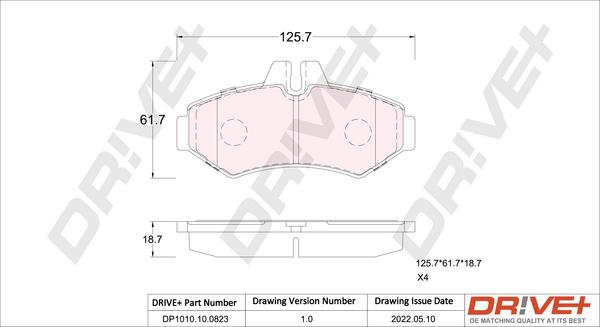 Dr!ve+ DP1010.10.0823 - Kit de plaquettes de frein, frein à disque cwaw.fr