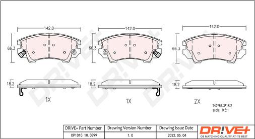 Dr!ve+ DP1010.10.0399 - Kit de plaquettes de frein, frein à disque cwaw.fr