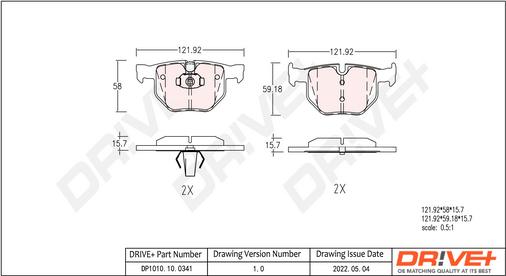 Dr!ve+ DP1010.10.0341 - Kit de plaquettes de frein, frein à disque cwaw.fr