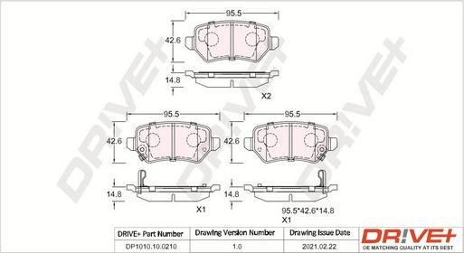 Dr!ve+ DP1010.10.0210 - Kit de plaquettes de frein, frein à disque cwaw.fr