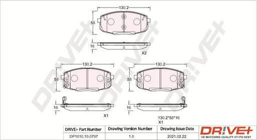 Dr!ve+ DP1010.10.0797 - Kit de plaquettes de frein, frein à disque cwaw.fr