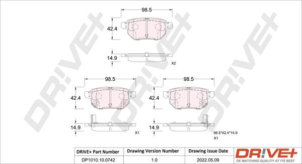 Dr!ve+ DP1010.10.0742 - Kit de plaquettes de frein, frein à disque cwaw.fr