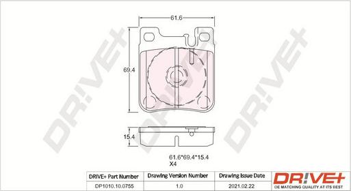 Dr!ve+ DP1010.10.0755 - Kit de plaquettes de frein, frein à disque cwaw.fr