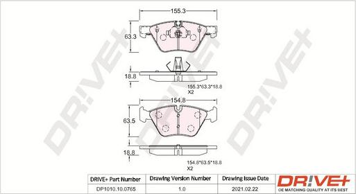 Dr!ve+ DP1010.10.0765 - Kit de plaquettes de frein, frein à disque cwaw.fr