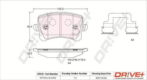 Dr!ve+ DP1010.10.0760 - Kit de plaquettes de frein, frein à disque cwaw.fr