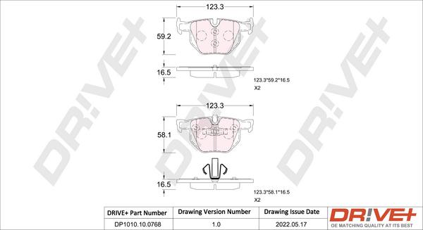 Dr!ve+ DP1010.10.0768 - Kit de plaquettes de frein, frein à disque cwaw.fr