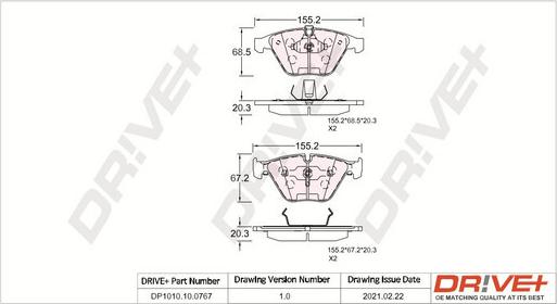 Dr!ve+ DP1010.10.0767 - Kit de plaquettes de frein, frein à disque cwaw.fr