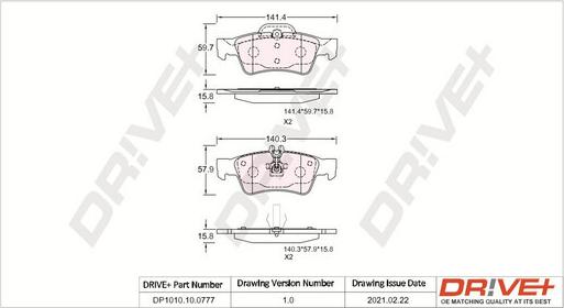 Dr!ve+ DP1010.10.0777 - Kit de plaquettes de frein, frein à disque cwaw.fr