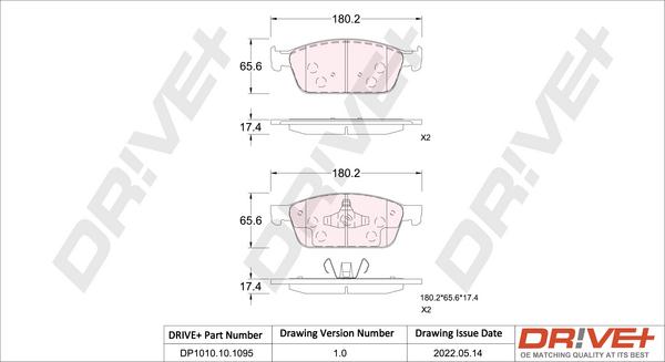 Dr!ve+ DP1010.10.1095 - Kit de plaquettes de frein, frein à disque cwaw.fr