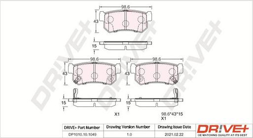 Dr!ve+ DP1010.10.1049 - Kit de plaquettes de frein, frein à disque cwaw.fr