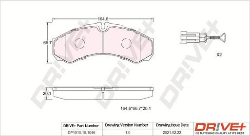 Dr!ve+ DP1010.10.1046 - Kit de plaquettes de frein, frein à disque cwaw.fr