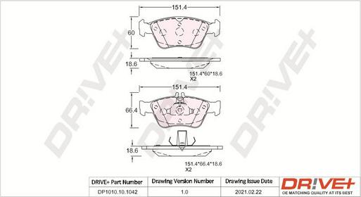 Dr!ve+ DP1010.10.1042 - Kit de plaquettes de frein, frein à disque cwaw.fr