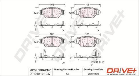 Dr!ve+ DP1010.10.1047 - Kit de plaquettes de frein, frein à disque cwaw.fr