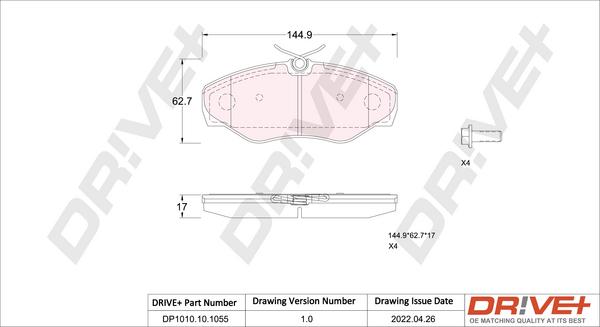 Dr!ve+ DP1010.10.1055 - Kit de plaquettes de frein, frein à disque cwaw.fr